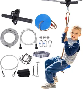 100 FT Zipline for Backyard Kids and Adults, Adjustable Zip Line Kit for Adult Outdoor 390 LBS Removable Non-Slip Trolley Play Playground Entertainment