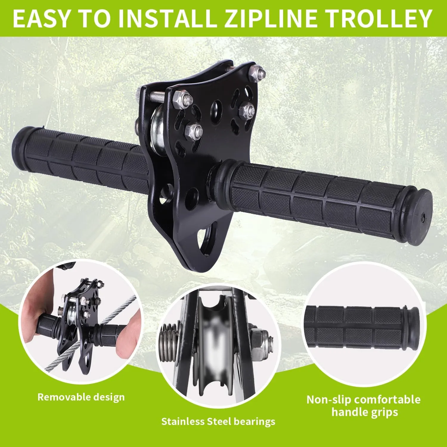 100 FT Zipline for Backyard Kids and Adults, Adjustable Zip Line Kit for Adult Outdoor 390 LBS Removable Non-Slip Trolley Play Playground Entertainment