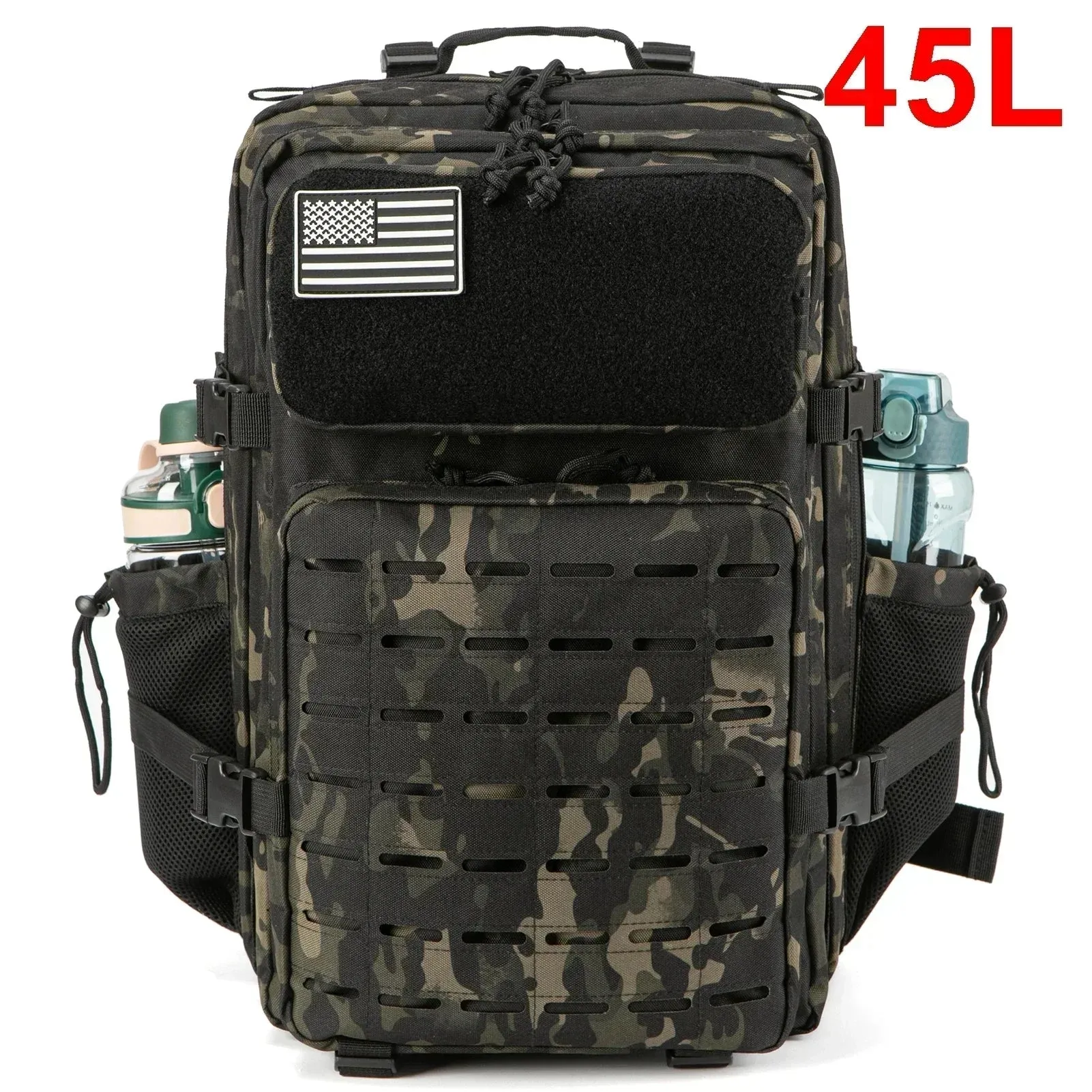 25L/45L Tactical Backpack Outdoor for Men and Women heavy duty Bag Small School Rucksack Hiking backpac kwith Bottle Holder