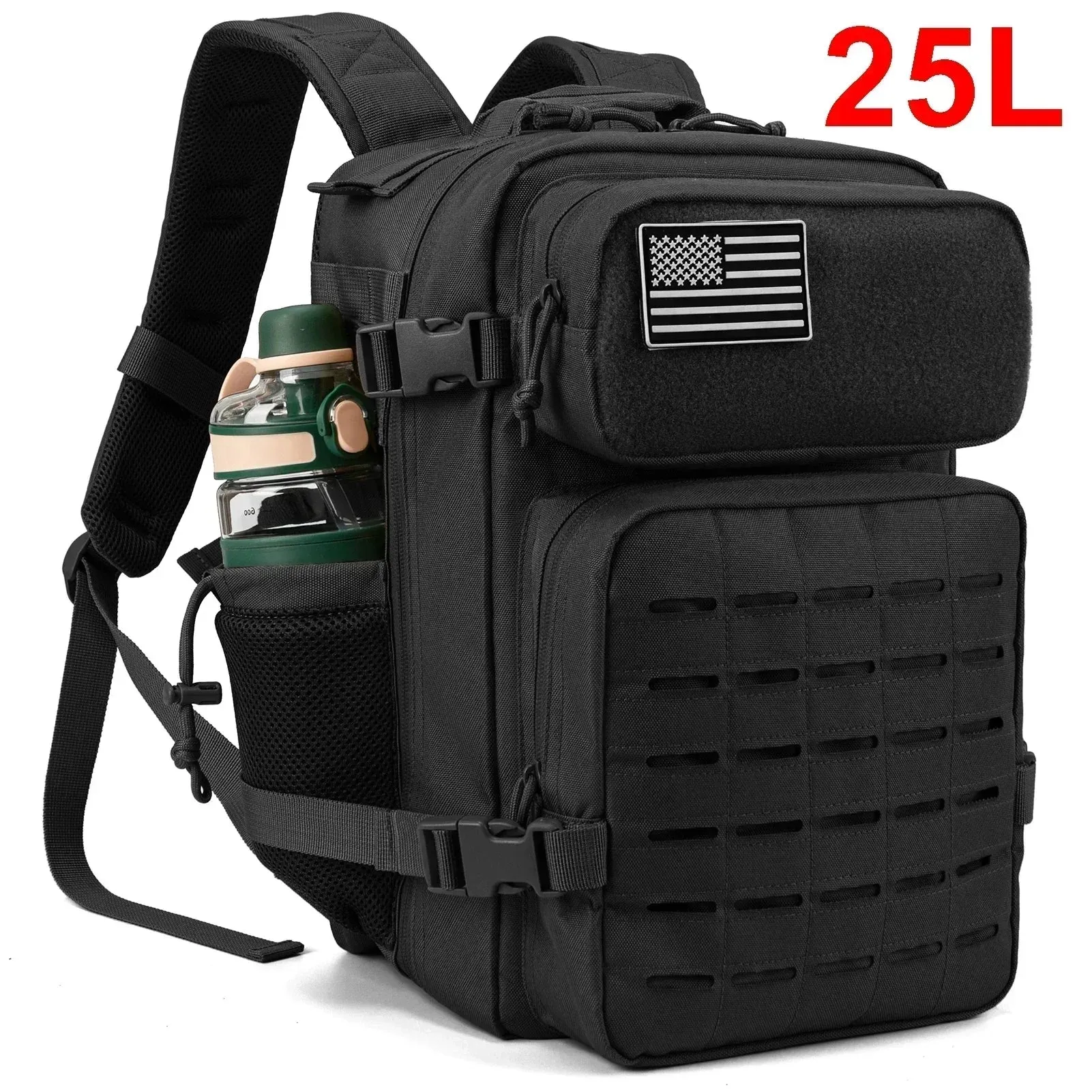 25L/45L Tactical Backpack Outdoor for Men and Women heavy duty Bag Small School Rucksack Hiking backpac kwith Bottle Holder