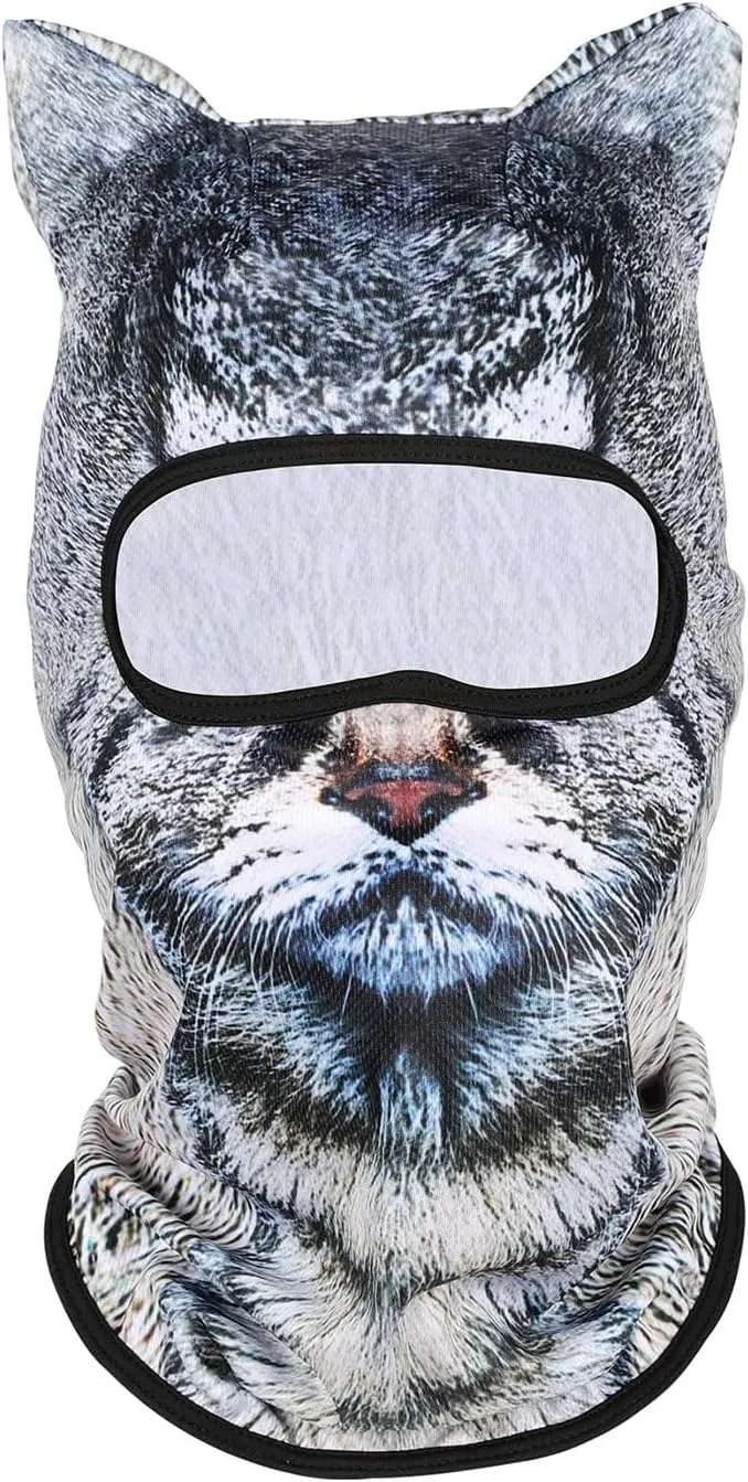 3D Cat Ski Mask Balaclava with Ears - Cat Shiesty Face Cover for Skiing, Music Festivals, Cycling, Halloween Parties
