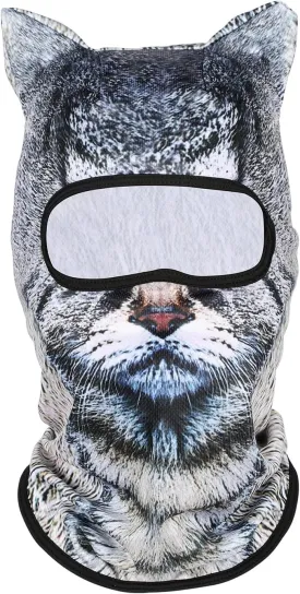 3D Cat Ski Mask Balaclava with Ears - Cat Shiesty Face Cover for Skiing, Music Festivals, Cycling, Halloween Parties