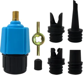 4 in 1 Inflatable Pump Air Valve Converter Adapter with 4 Air Valve Nozzles for Inflatable Boat, Stand Up Paddle Board, Inflatable Bed