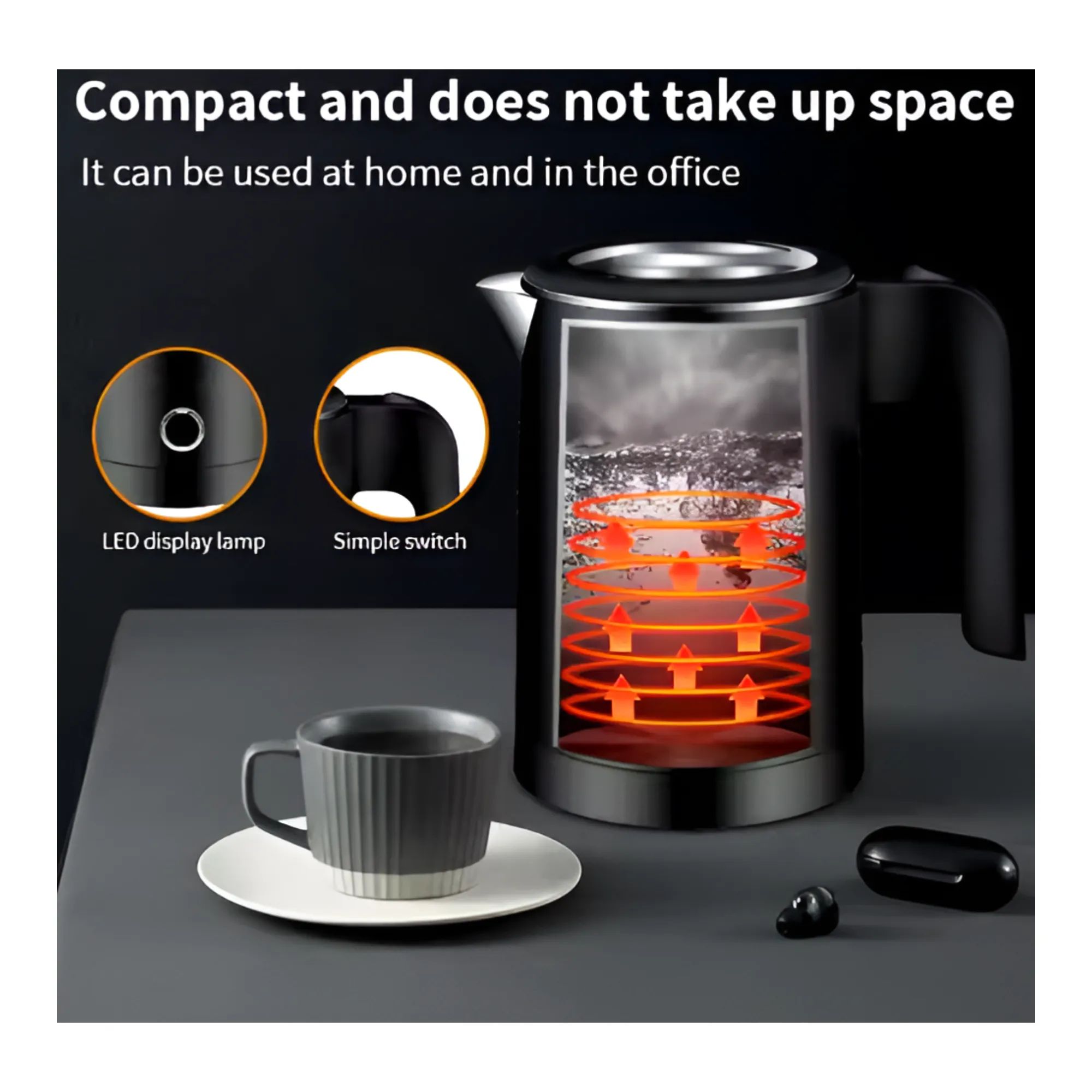 600W 0.8L Professional Household Handheld Portable Cordless Electric Kettle