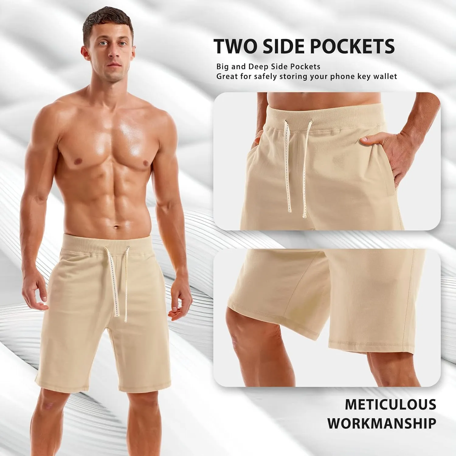 AMY COULEE Men's Casual Classic Shorts Athletic Cotton Sweat Shorts with Drawstring