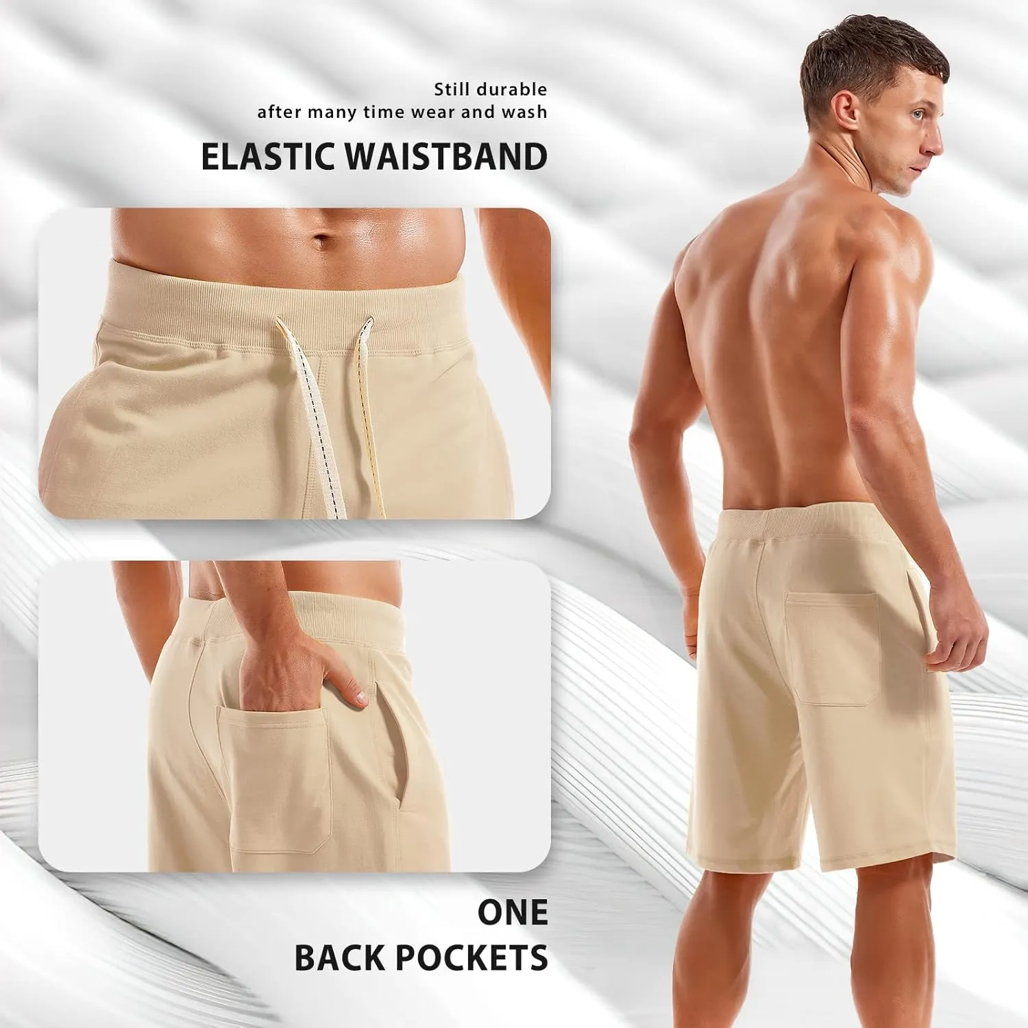 AMY COULEE Men's Casual Classic Shorts Athletic Cotton Sweat Shorts with Drawstring