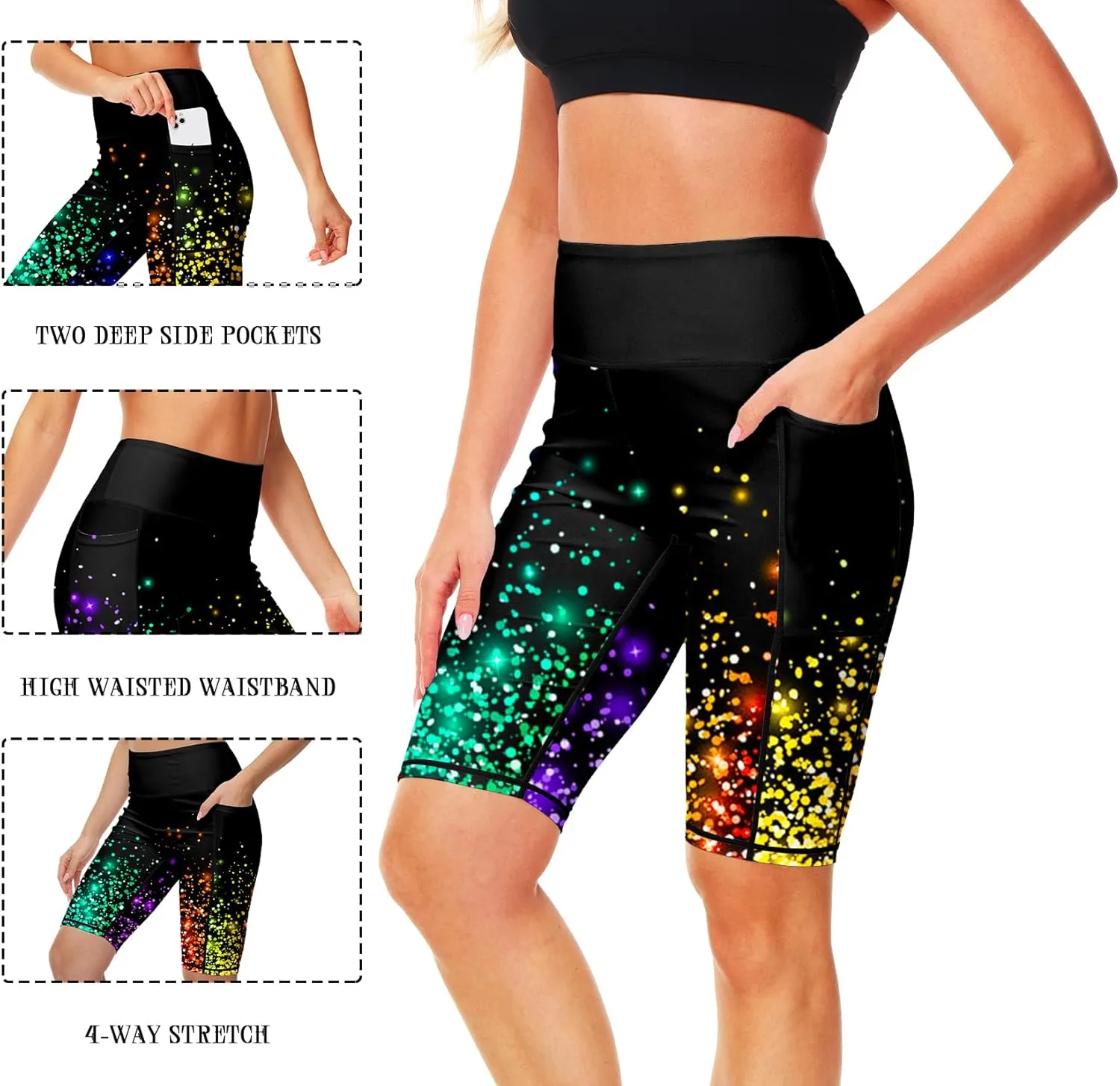 AOBUTE Womens 9"/10"/11" Long Swim Board Shorts High Waisted UPF 50  Biker Shorts with Pockets