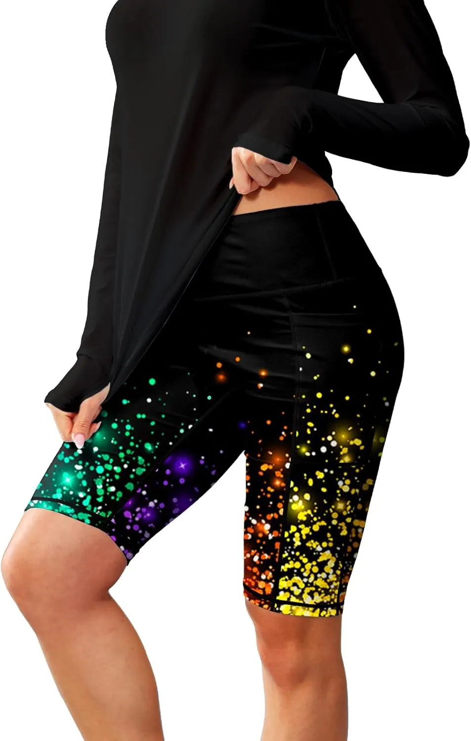 AOBUTE Womens 9"/10"/11" Long Swim Board Shorts High Waisted UPF 50  Biker Shorts with Pockets