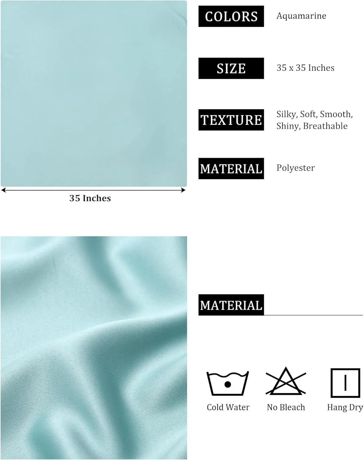 AWAYTR 35 Satin Head Scarves Women Like Silk Scarf Hair Bandanas Women Matte Neck Scarf Head Wrap Hair Headscarf