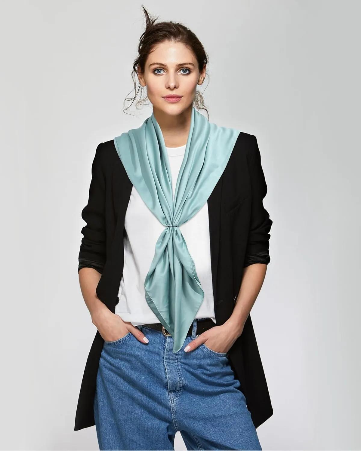 AWAYTR 35 Satin Head Scarves Women Like Silk Scarf Hair Bandanas Women Matte Neck Scarf Head Wrap Hair Headscarf
