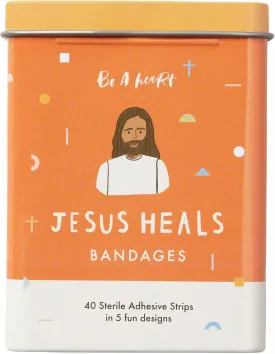 Be A Heart Original Jesus Heals Bandages, Kids Adhesive Bandages, Band-Aid for Kids (2 Bandage Tins)