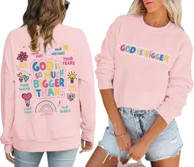 Christian Sweatshirts for Women Jesus God Faith Shirts Inspirational Religious Graphic Hoodie Loose Pullover Tops