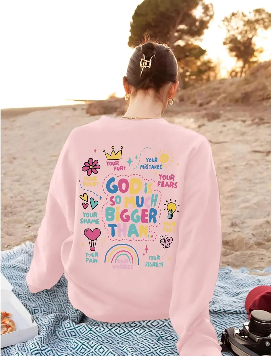Christian Sweatshirts for Women Jesus God Faith Shirts Inspirational Religious Graphic Hoodie Loose Pullover Tops
