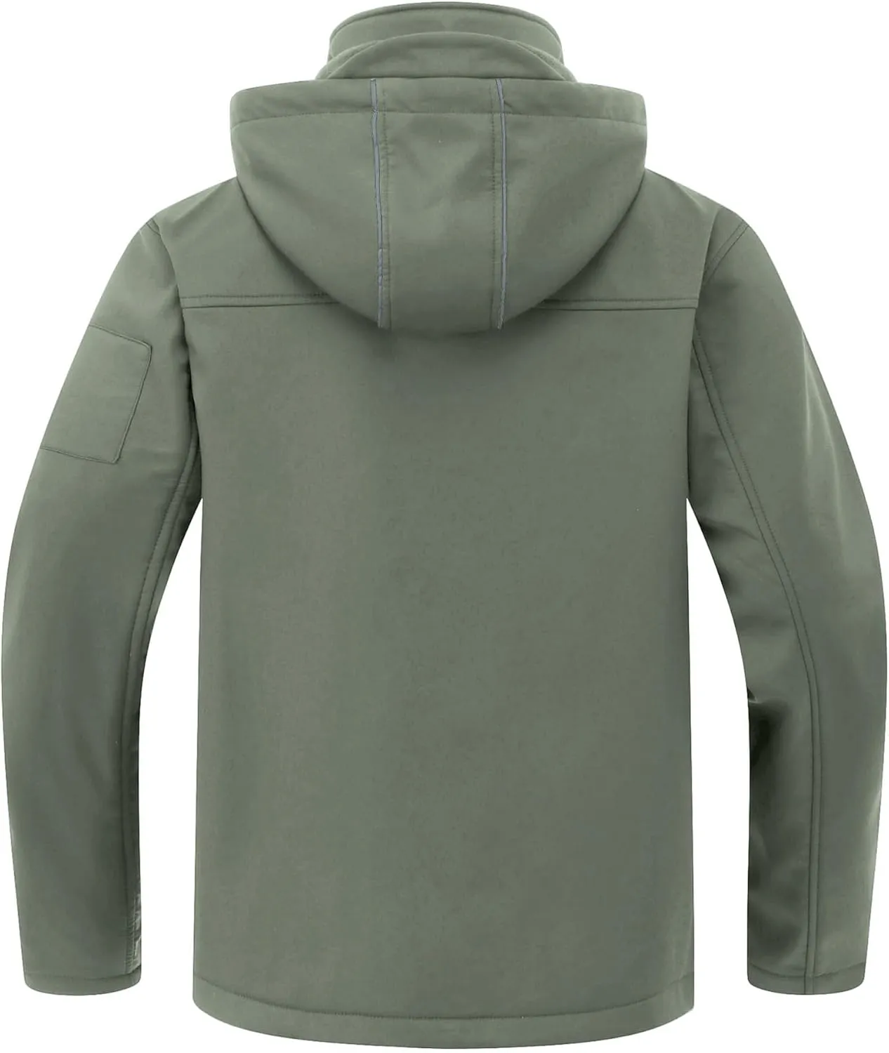 CREATMO US Men's Softshell Military Jacket With Removable Hood, Fleece Lined and Water Repellent Outdoor Reflective Coat
