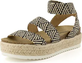CUSHIONAIRE Women's Mandy Cork Espadrille Platform Sandal - Strappy Wedge with Arch Support,