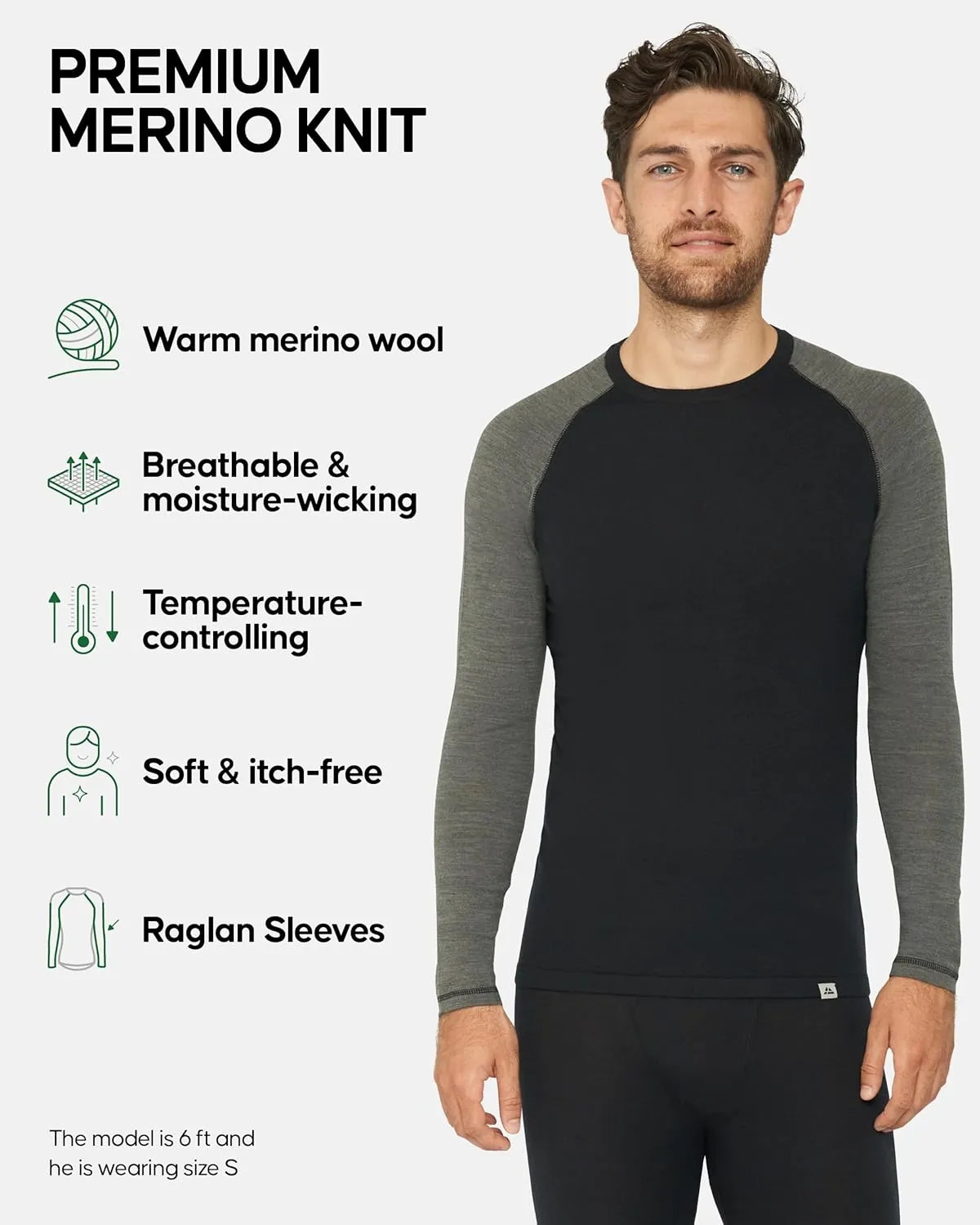Danish Endurance Merino Wool Long Sleeve for Men, Thermal Top, Merino Wool Base Layer Underwear, with or Without a Zipper