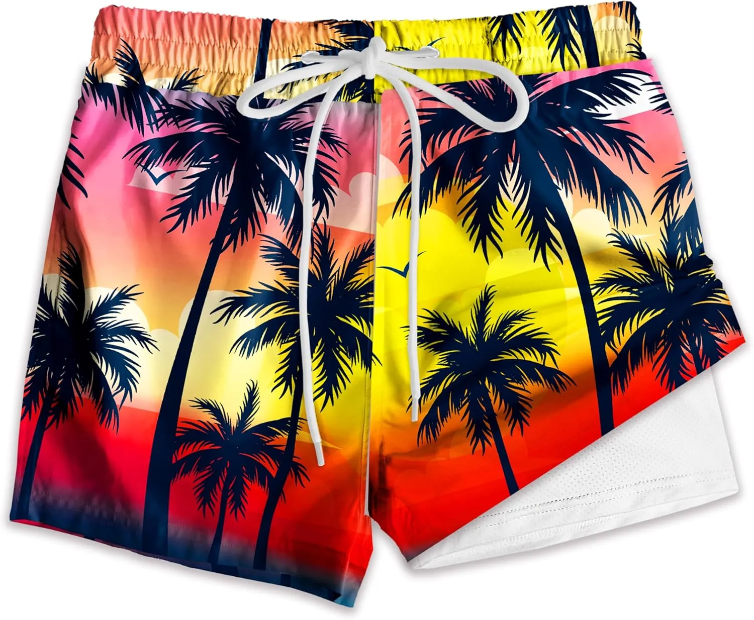 Deerose Boys Patriotic Swim Trunks with Compression Lined Kids Summer Beach Shorts 5-14 Years