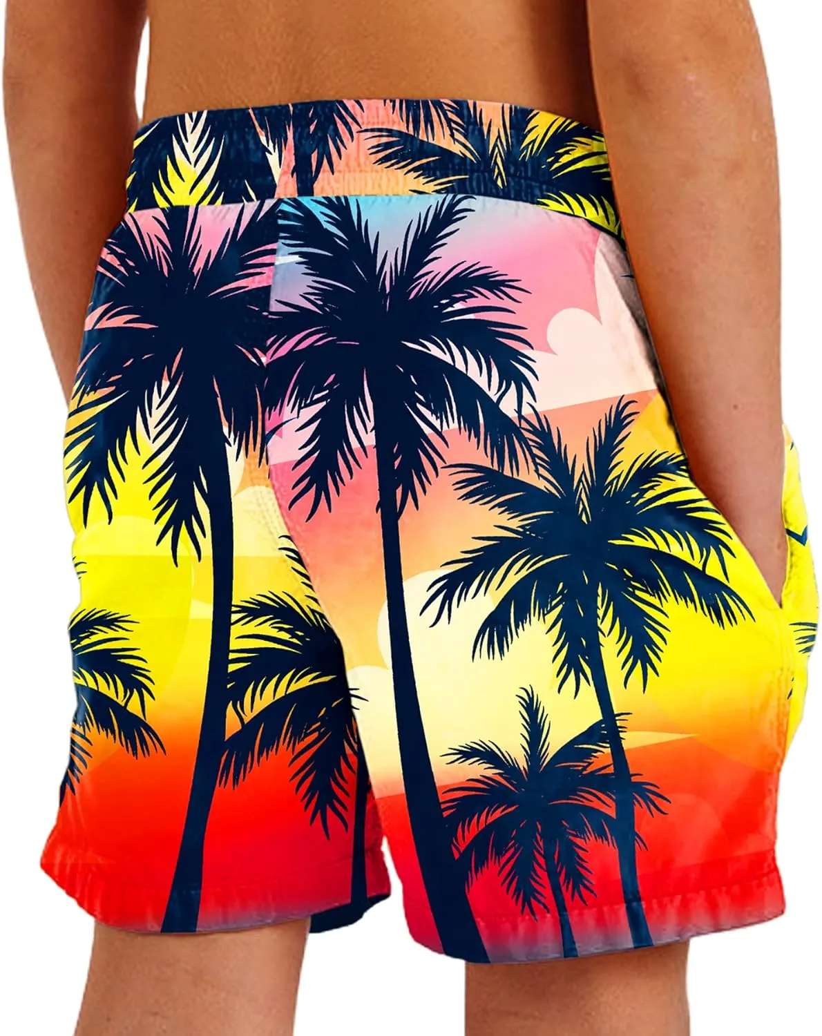 Deerose Boys Patriotic Swim Trunks with Compression Lined Kids Summer Beach Shorts 5-14 Years