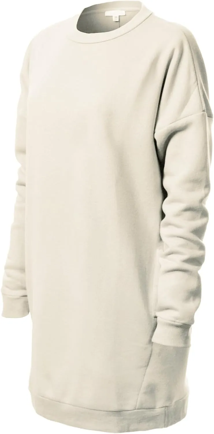 Design by Olivia Women's Casual Oversized Loose Fit Crewneck Long Sleeve Fleece Pullover Sweatshirts Tunic S~3X