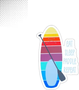 Eat Sleep Paddle Repeat Sticker, Paddle Board Lover Gift, Paddle Board Sticker, SUP Sticker, Paddle Board Life Sticker, 2x2in, White