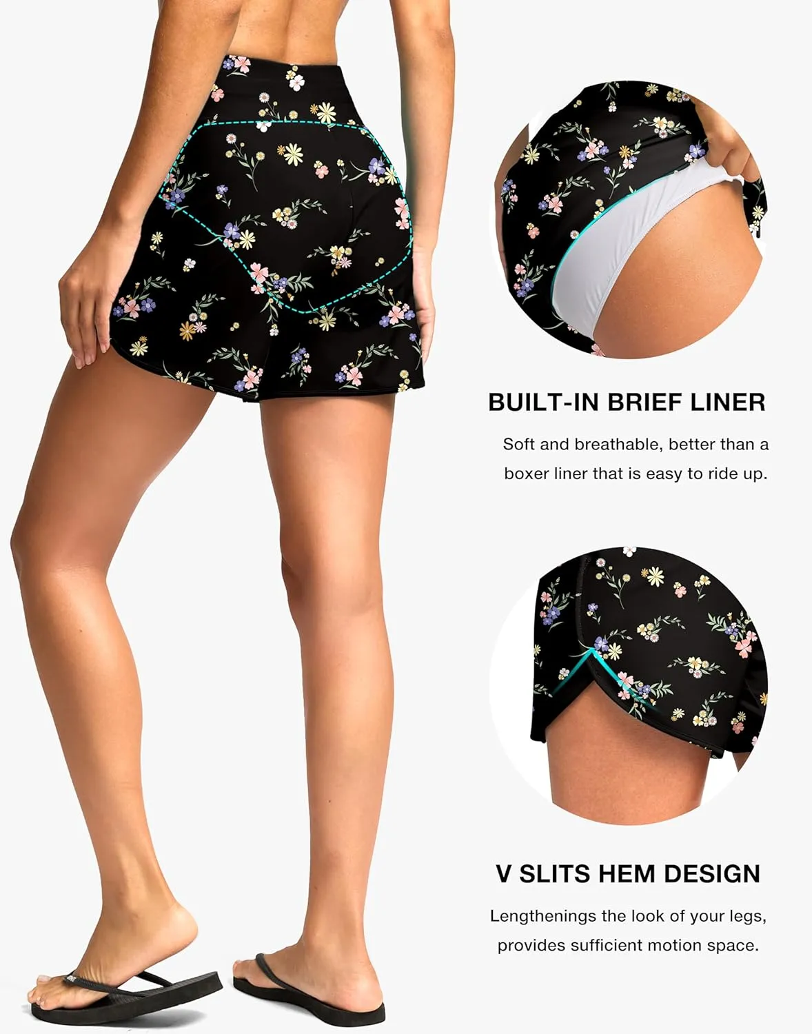 G Gradual Women's 4'' High Waisted Swim Board Shorts Quick Dry Swimming Bathing Suit Bottoms for Women with Pockets Liner