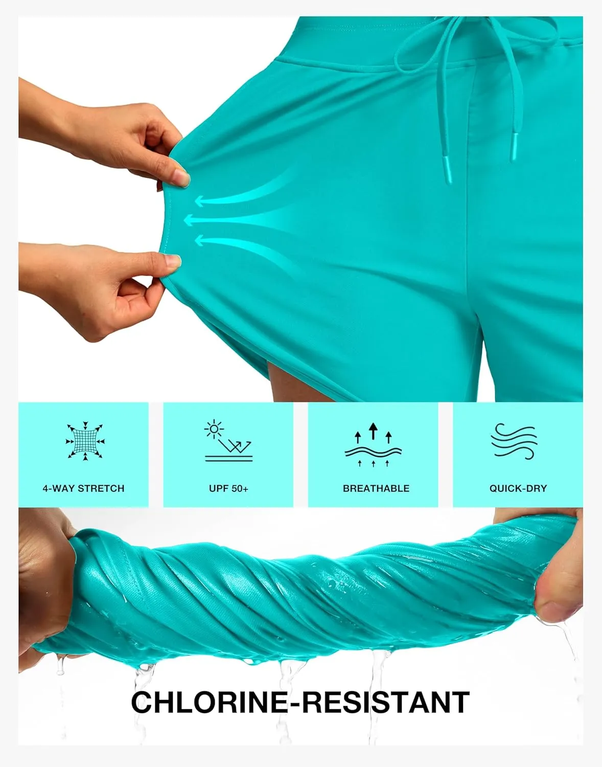 G Gradual Women's 4'' High Waisted Swim Board Shorts Quick Dry Swimming Bathing Suit Bottoms for Women with Pockets Liner