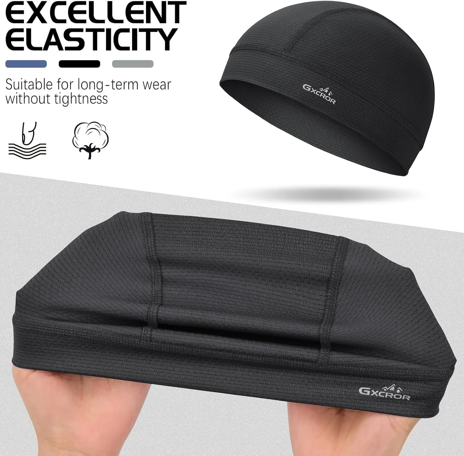 GXCROR 3 Pack Cooling Skull Cap with Sweat-Wicking & Anti-Odor Technology Quick-Dry Helmet Liner for Cycling Motorcycle
