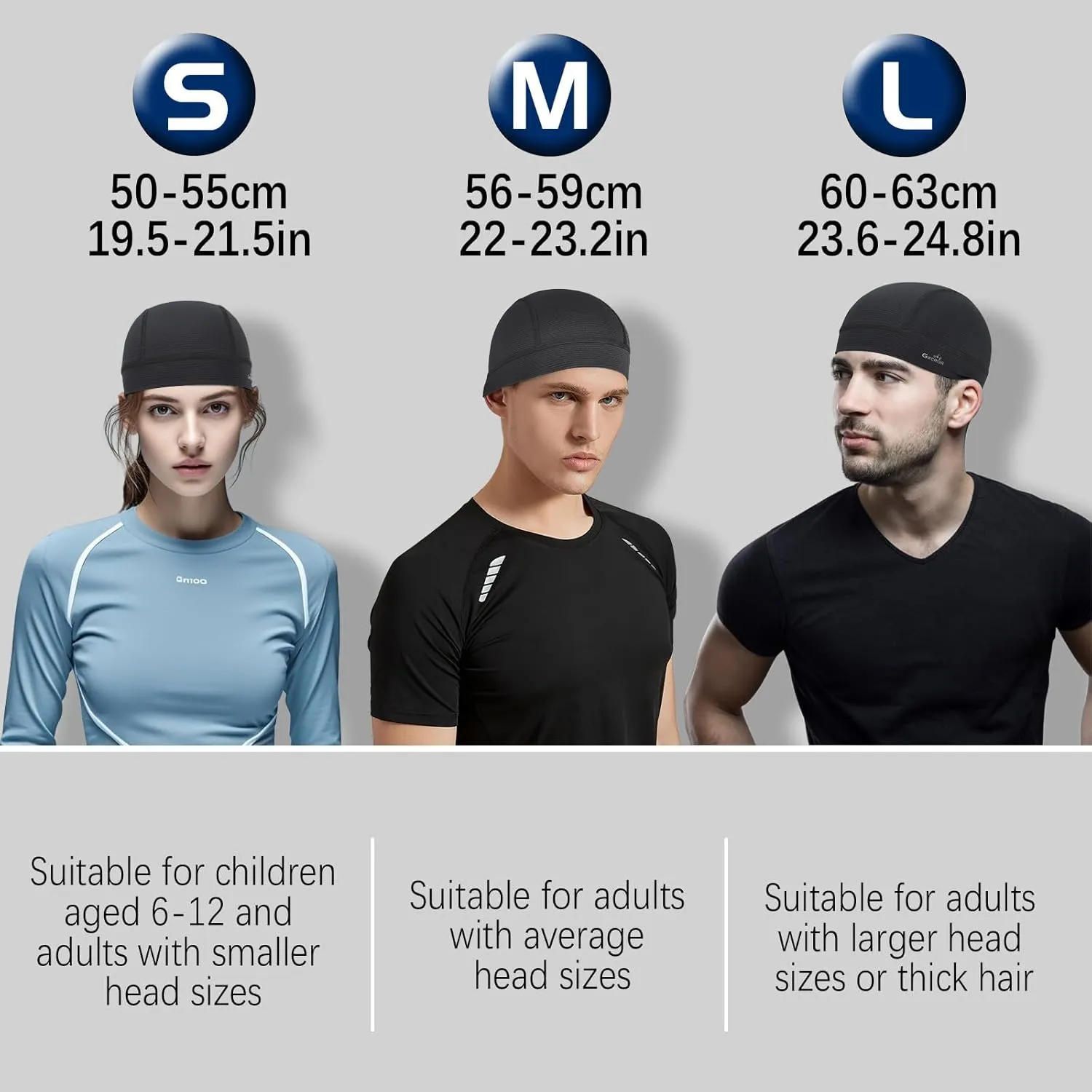 GXCROR 3 Pack Cooling Skull Cap with Sweat-Wicking & Anti-Odor Technology Quick-Dry Helmet Liner for Cycling Motorcycle