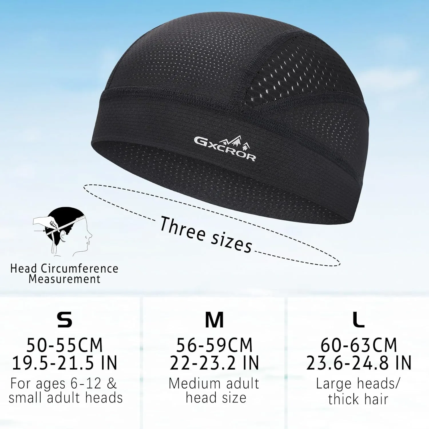 GXCROR Cooling Skull Cap for Men Women Sweat-Wicking Breathable Mesh Liner for Helmets, Summer Cycling Motorcycle