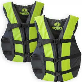 Hardcore Life Jacket 2 Pack Paddle Vest for Adults; Coast Guard Approved Type III PFD Life Vest Flotation Device; Jet ski, Wakeboard, Kayak; Ideal Extra Pontoon Boat Life Jacket