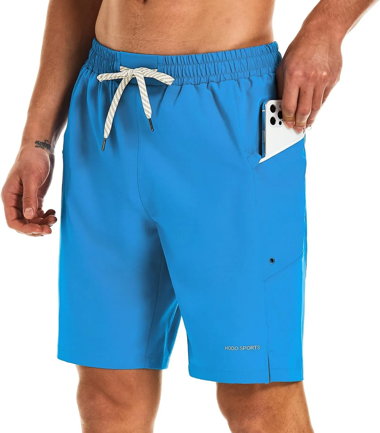 HODOSPORTS Mens Swim Trunks No Mesh Liner Mens Board Shorts 9 Inch Quick-Dry Bathing Suits with Zipper Pockets
