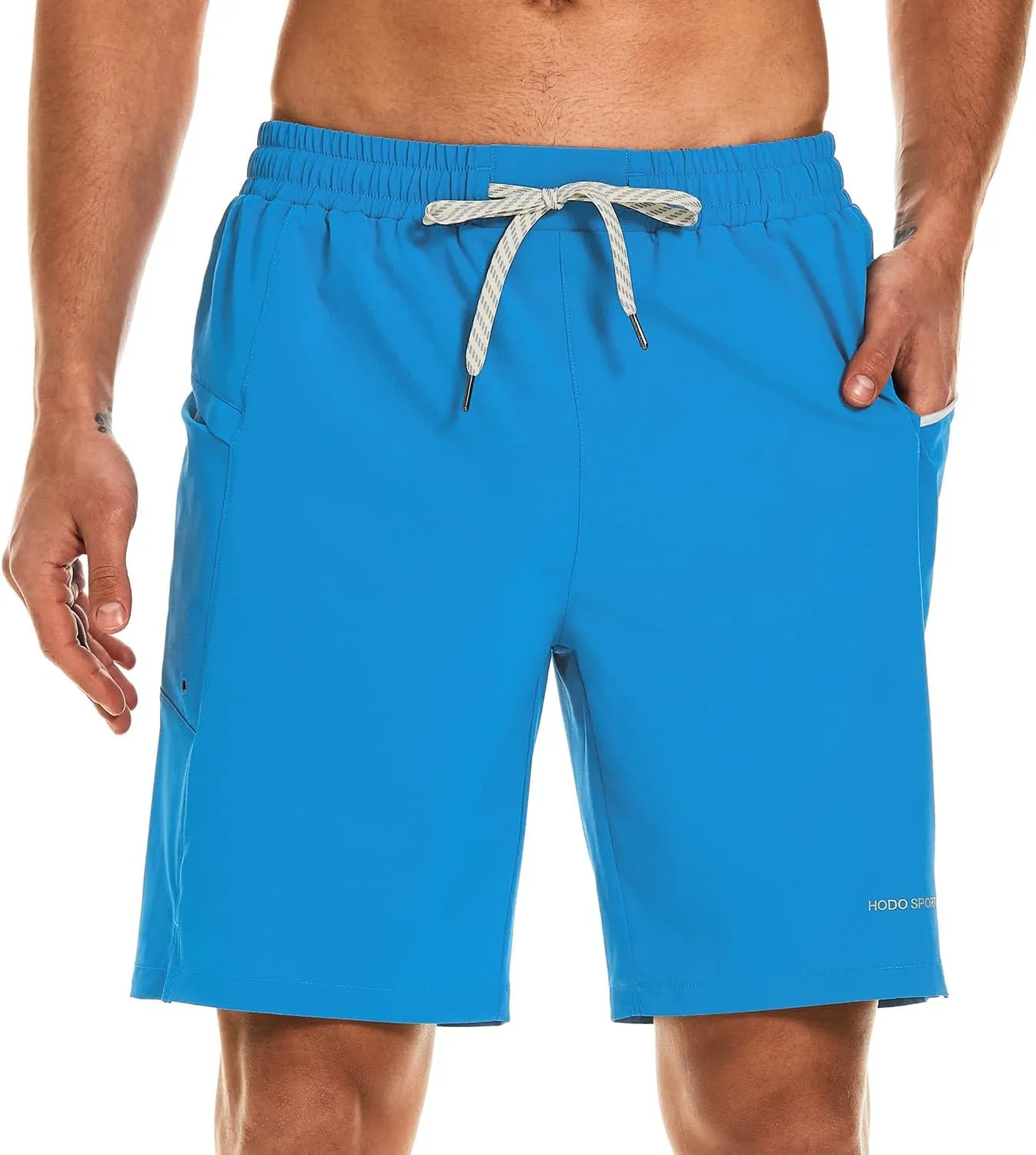 HODOSPORTS Mens Swim Trunks No Mesh Liner Mens Board Shorts 9 Inch Quick-Dry Bathing Suits with Zipper Pockets