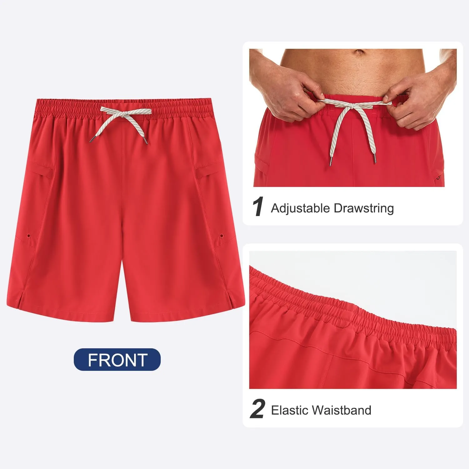 HODOSPORTS Mens Swim Trunks No Mesh Liner Mens Board Shorts 9 Inch Quick-Dry Bathing Suits with Zipper Pockets