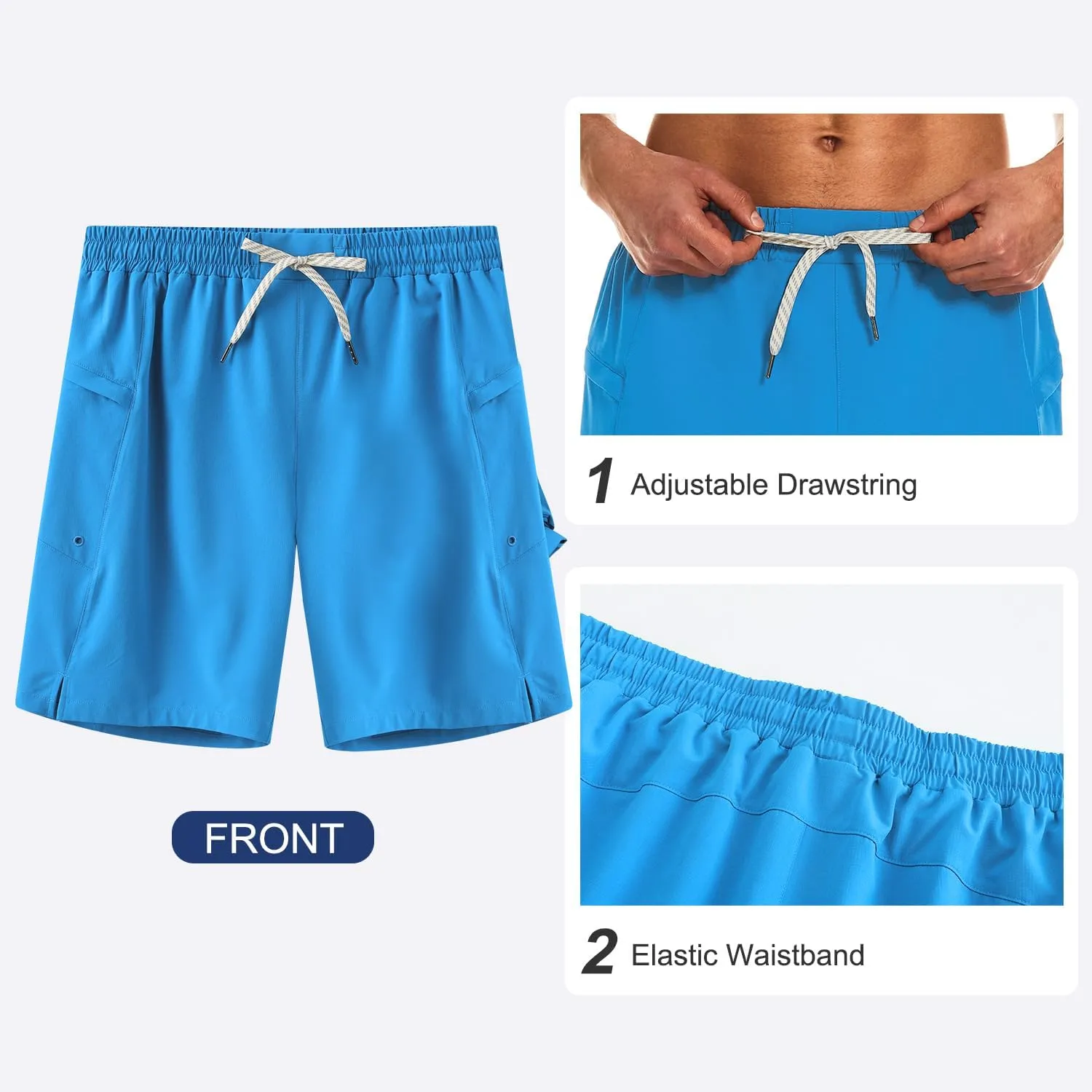 HODOSPORTS Mens Swim Trunks No Mesh Liner Mens Board Shorts 9 Inch Quick-Dry Bathing Suits with Zipper Pockets