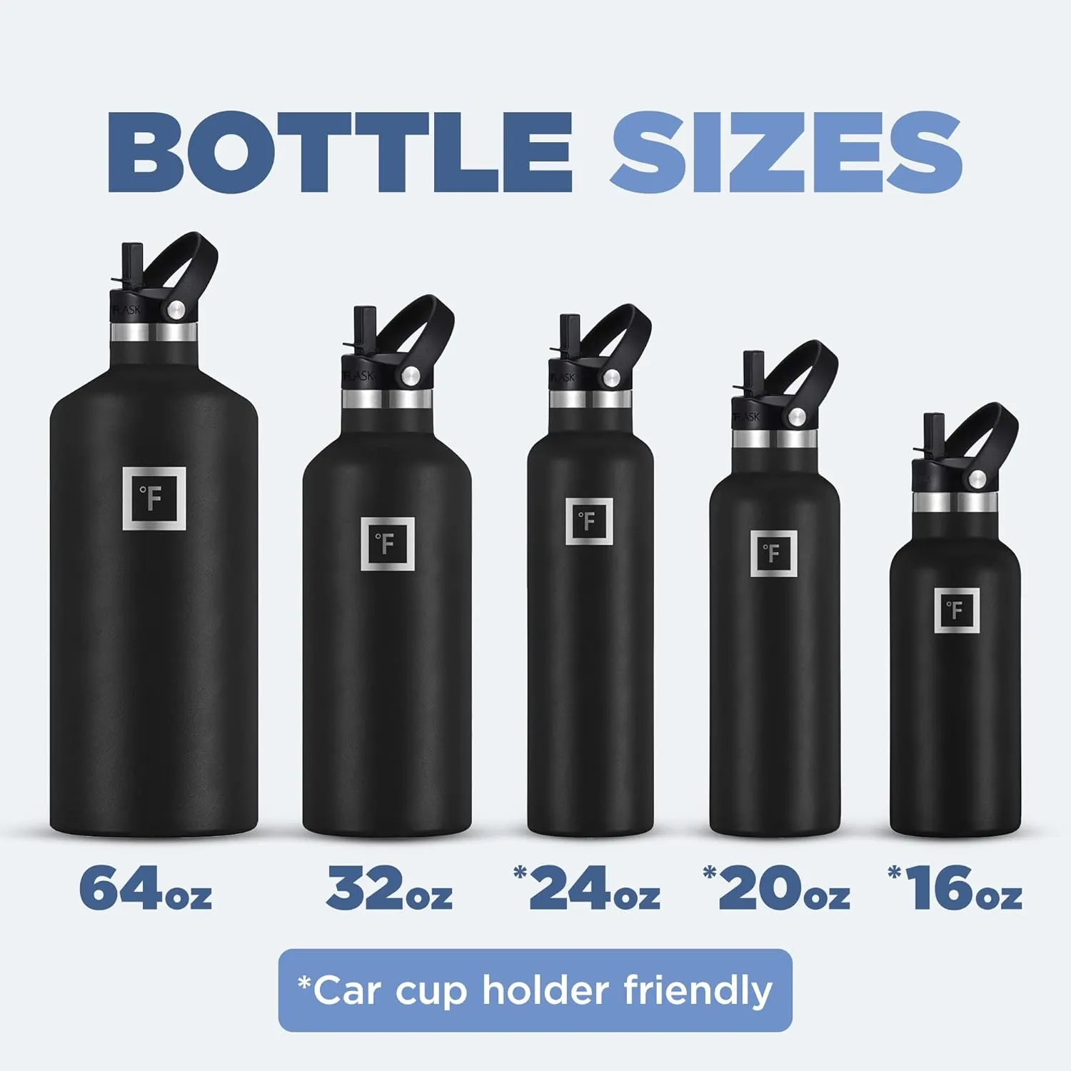 IRON FLASK Camping & Hiking Hydration Canteens - 3 Lids (Narrow Straw Lid) Leak Proof Vacuum Insulated Stainless Steel - Hot & Cold Double Walled Sports Water Bottle - Blue Waves, 64 Oz