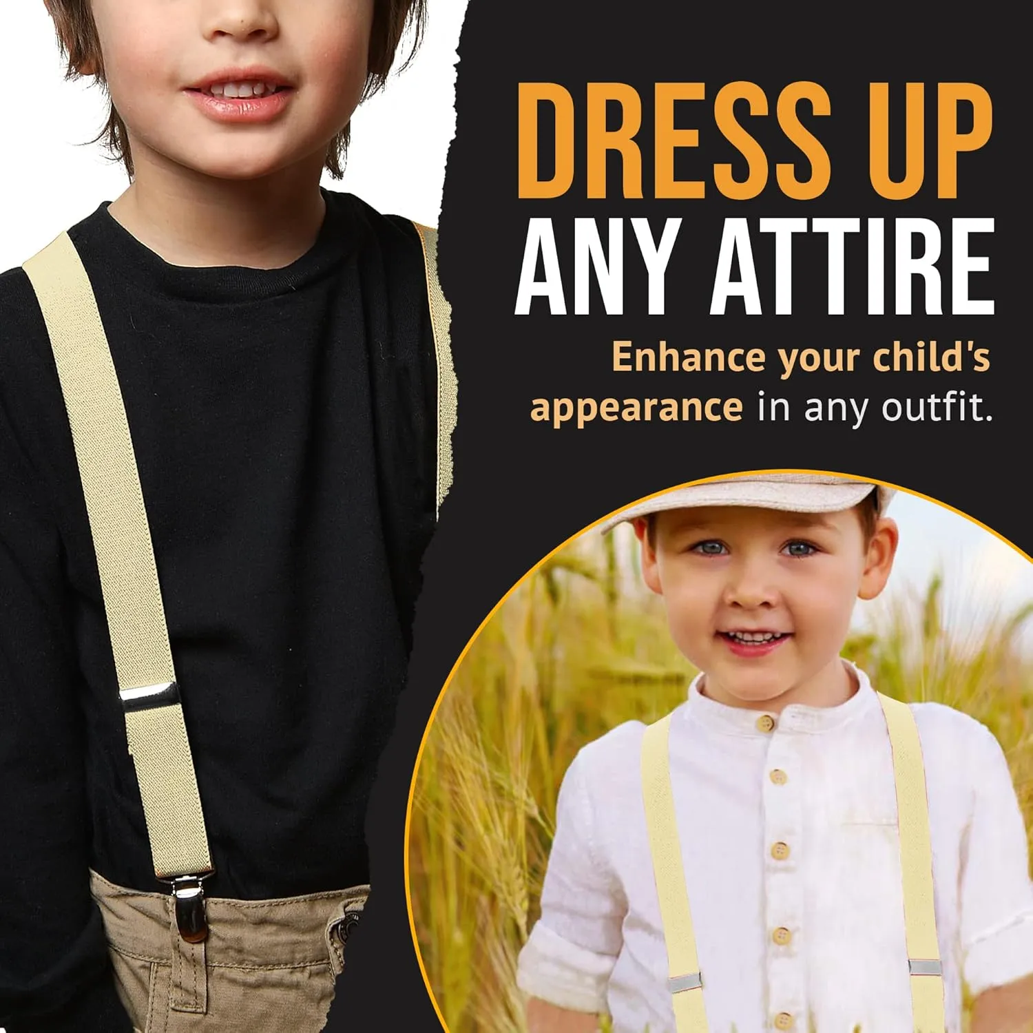 Kids and Baby Elastic Adjustable Solid Color Suspenders (Available in 3 sizes and 27 colors)