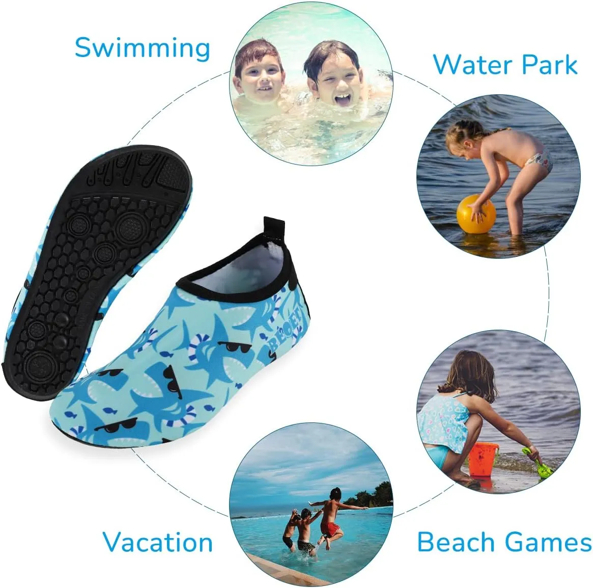 Kids Water Shoes for Toddler Boys Girls Big Kids Water Shoes Swim Socks Quick Dry Non-Slip Water Beach Aqua Sports Shoes