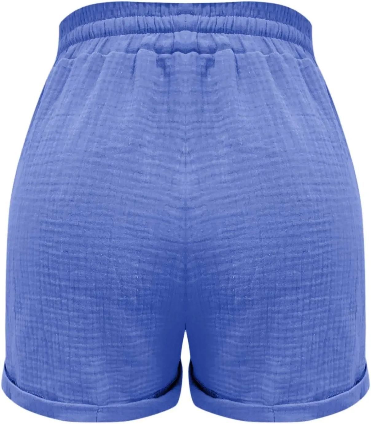 Linen Shorts for Women Summer Casual Loose Shorts Drawstring Elastic Waist Lightweight Bermuda Shorts with Pockets
