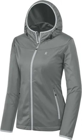Little Donkey Andy Women's Lightweight Hooded Softshell Jacket for Running Travel Hiking, Windproof, Water Repellent