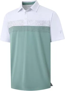 M MAELREG Golf Shirts for Men Dry Fit Performance Chest Print Color Block Moisture Wicking Casual Short Sleeve Polo Shirts