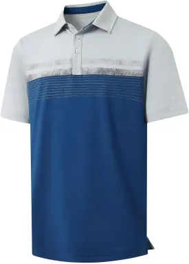M MAELREG Golf Shirts for Men Dry Fit Performance Chest Print Color Block Moisture Wicking Casual Short Sleeve Polo Shirts