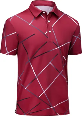 Men's Golf Shirts-Moisture Wicking Dry Fit Performance Recycled Polo Short Sleeve for Bussiness Casual Tennis