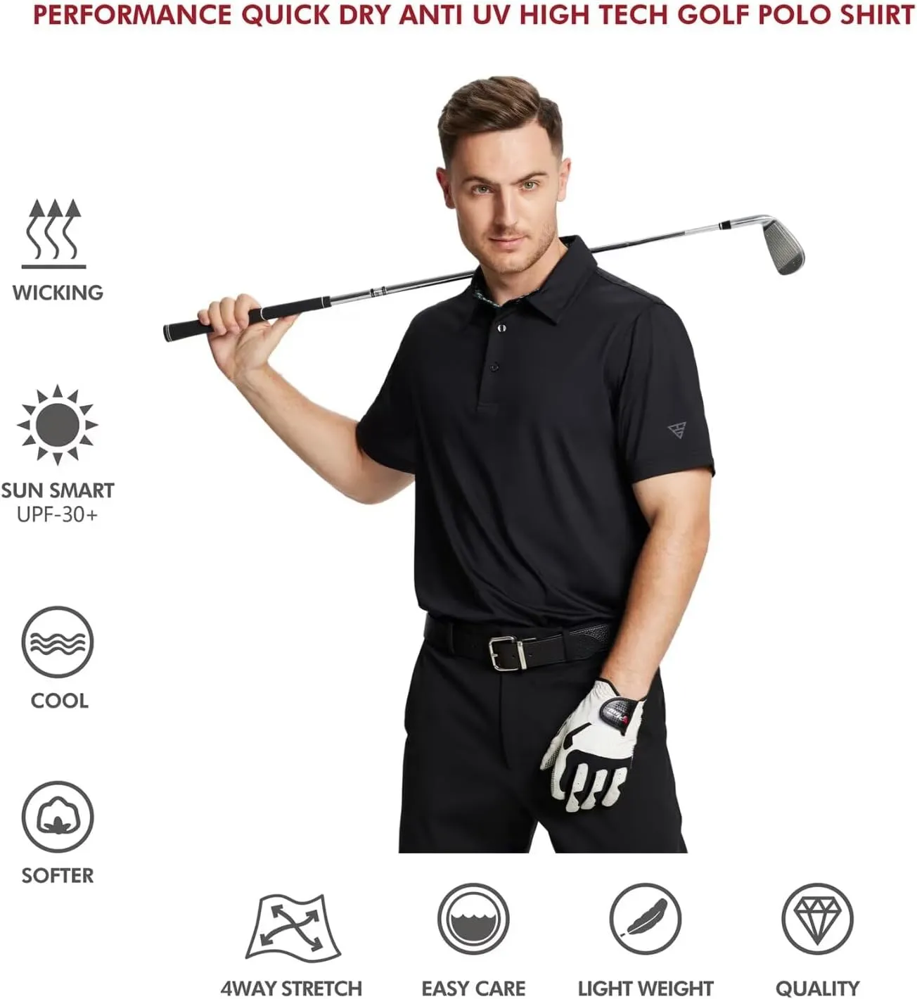 Mens Polo Shirts Short and Long Sleeve Casual Solid Stylish Dry Fit Performance Designed Collared Golf Polo Shirts for Men
