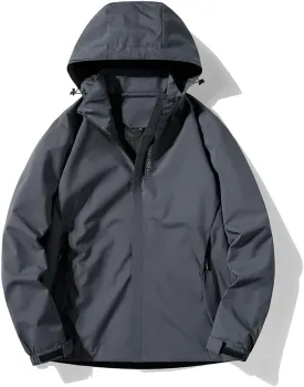 Men's Waterproof Windbreaker with Removable Hood Lightweight Rain Coats for Casual Hiking Cycling