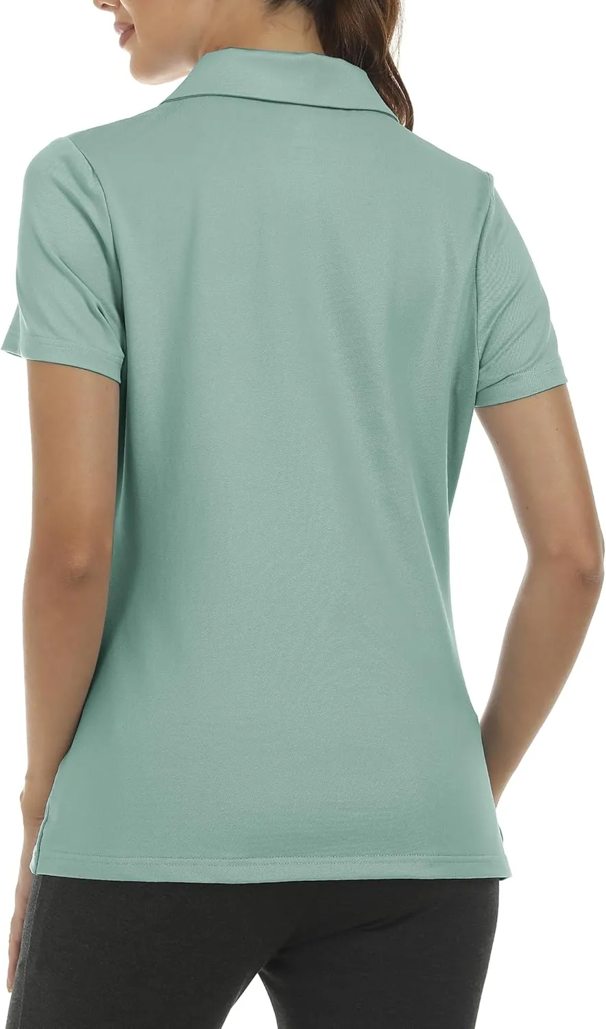 MoFiz Womens Zip up Golf Polo Shirt Short Sleeve Workout Golf Top Moisture Wicking Lightweight Tennis Shirts