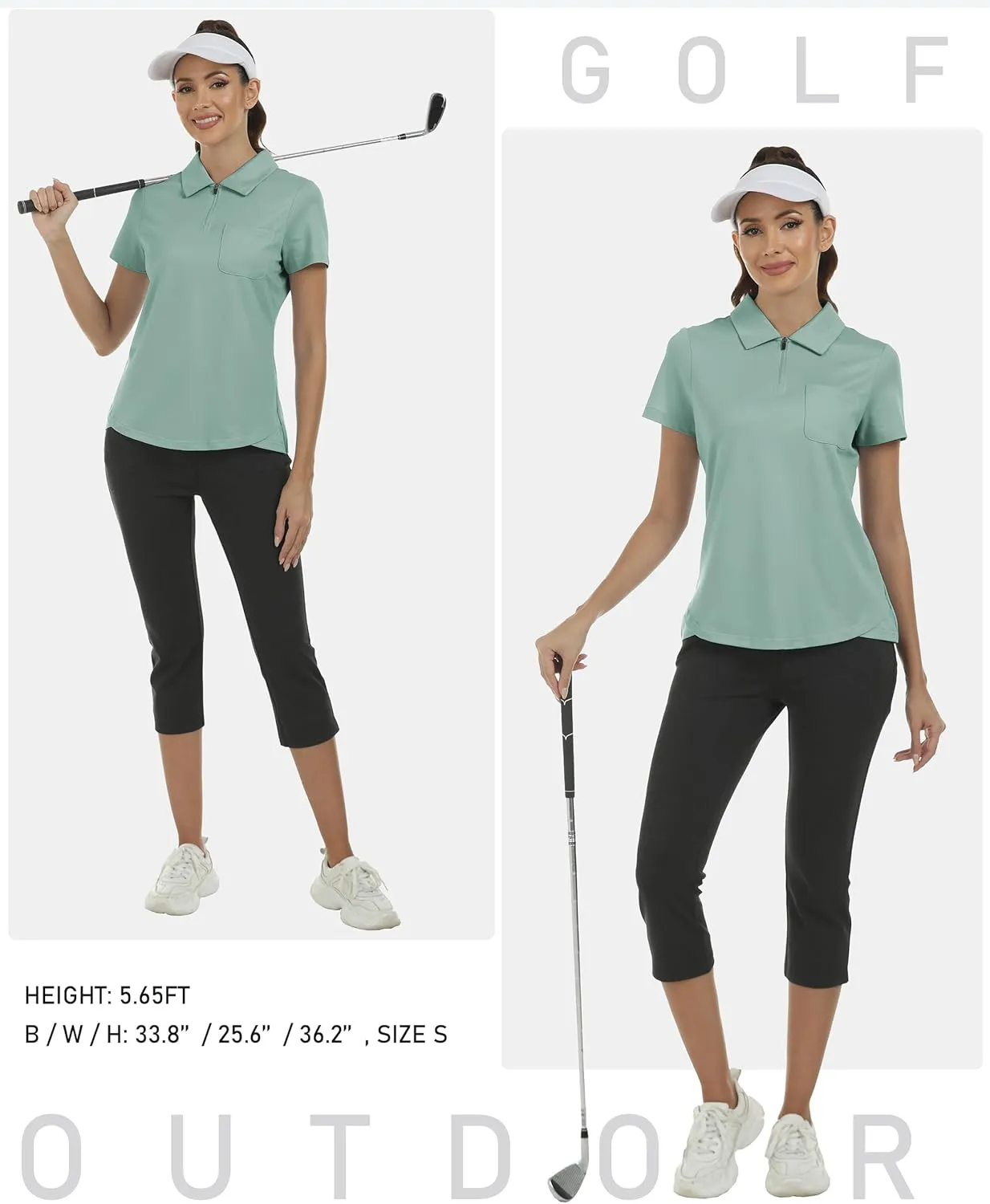 MoFiz Womens Zip up Golf Polo Shirt Short Sleeve Workout Golf Top Moisture Wicking Lightweight Tennis Shirts
