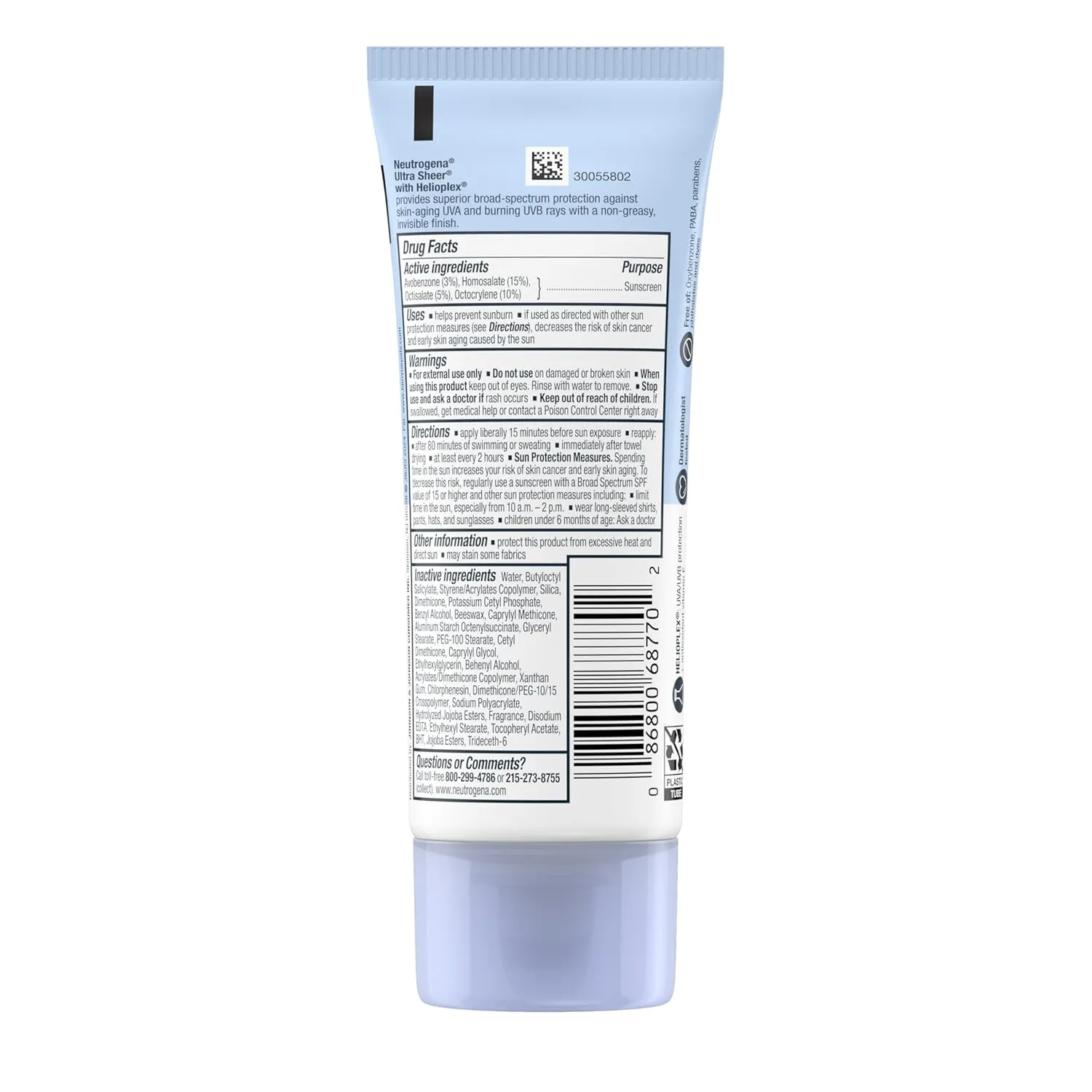 Neutrogena Ultra Sheer Dry-Touch Water Resistant and Non-Greasy Sunscreen Lotion with Broad Spectrum SPF 70, 3 Fl Oz (Pack of 1)