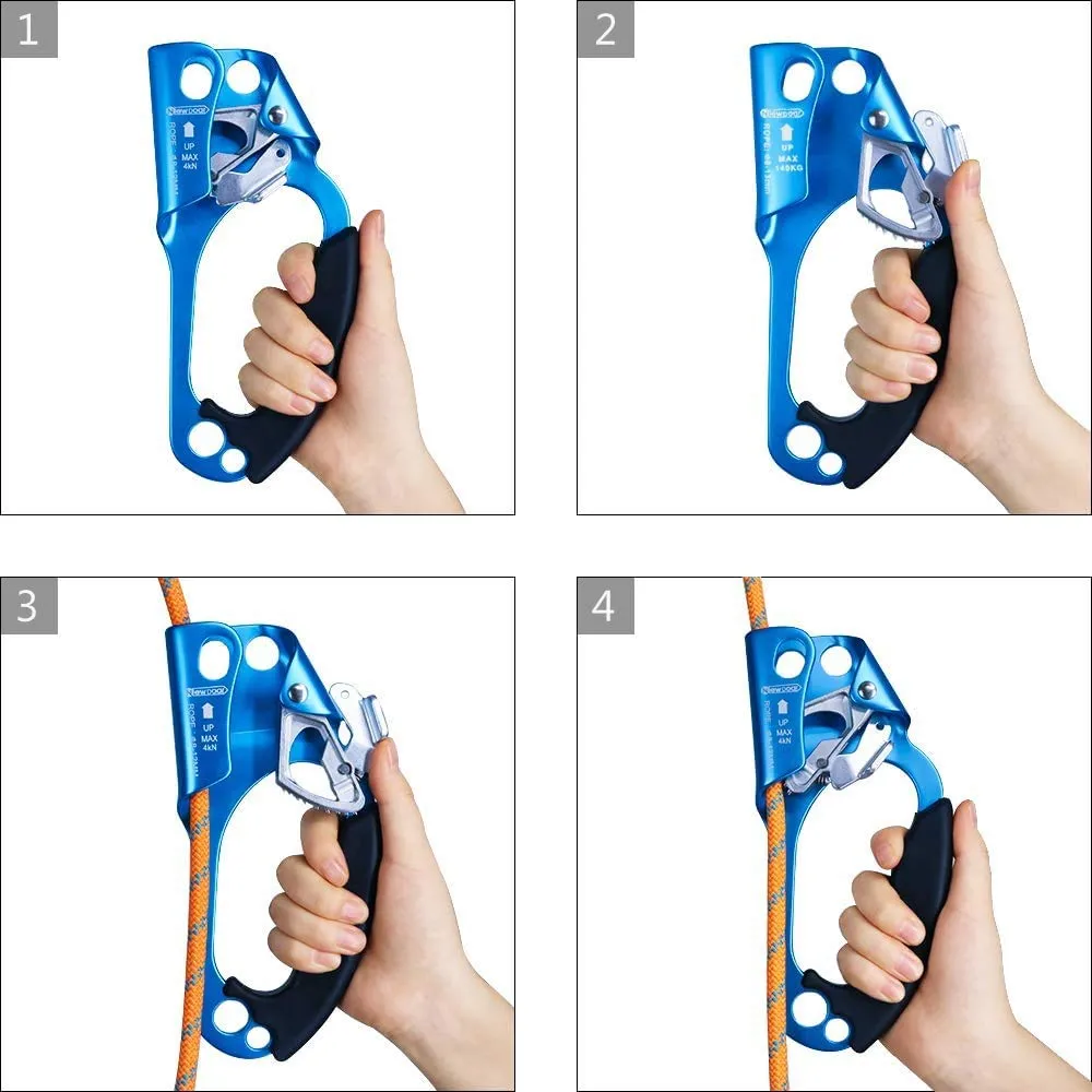 NewDoar Hand Ascender & Foot Ascender & Foot Loop Set (Right Blue Set)