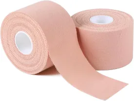 popbob (2 Pack) Beige Athletic Sports Tape 2 Inch x 15 Yards, Very Strong Adhesive and Hypoallergenic Breathable Cotton Sports Tape for Bats, Tennis and Boxing