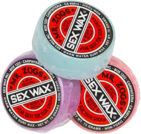 Sex Wax Surfboard Wax & Go Surf Sticker, 3 Pack, Mixed Scents, Warm Water Formula